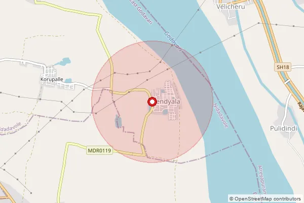 Map showing approximate area covered by Pincode 534329 — K.Agraharam B.O, West Godavari