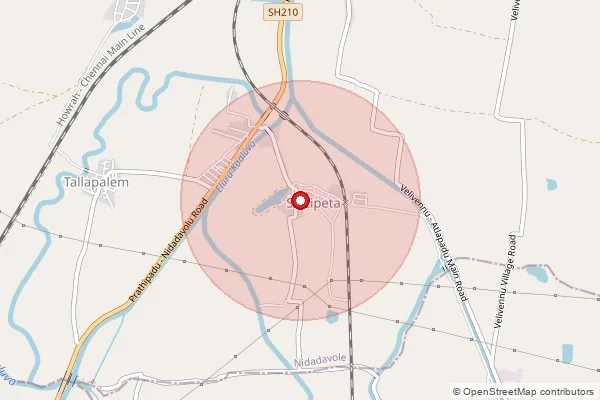 Map showing approximate area covered by Pincode 534331 — Ajjaram B.O, West Godavari