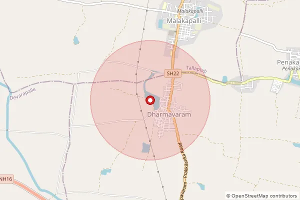 Map showing approximate area covered by Pincode 534340 — Peddavam B.O, West Godavari