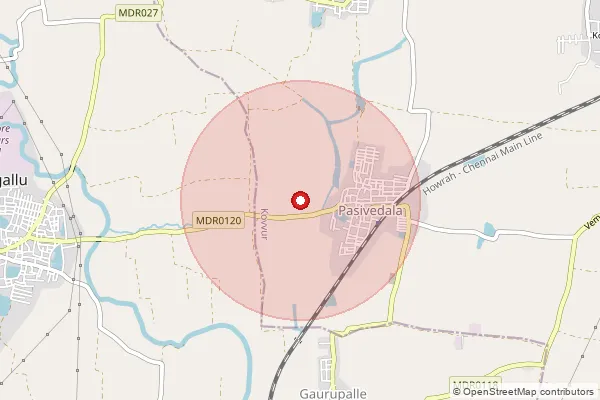 Map showing approximate area covered by Pincode 534342 — Dommeru B.O, West Godavari