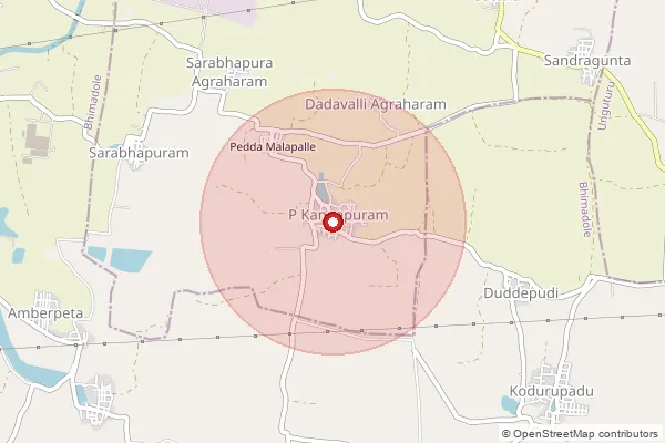 Map showing approximate area covered by Pincode 534401 — P.Kannapuram B.O, Eluru