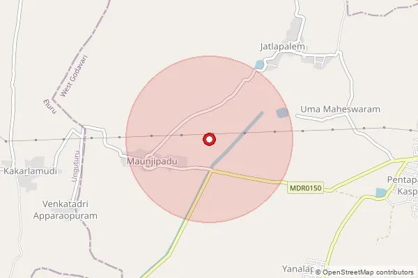 Map showing approximate area covered by Pincode 534425 — Surappagudem B.O, Eluru