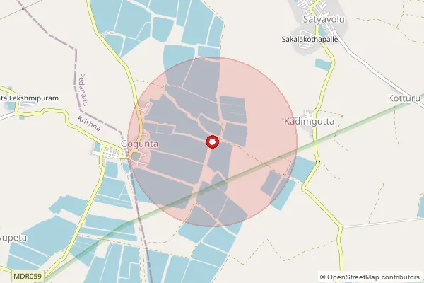 Map showing approximate area covered by Pincode 534437 — Naidugudem B.O, Eluru