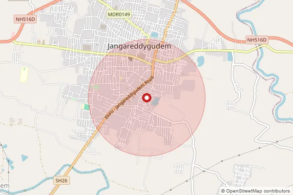 Map showing approximate area covered by Pincode 534447 — Jangareddygudem H.O, Eluru