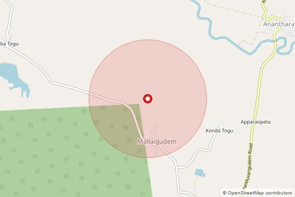 Map showing approximate area covered by Pincode 534451 — Devulapalli B.O, Eluru