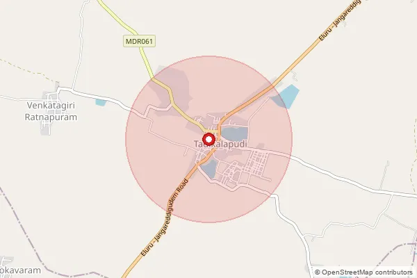 Map showing approximate area covered by Pincode 534452 — Vemulapally B.O, Eluru