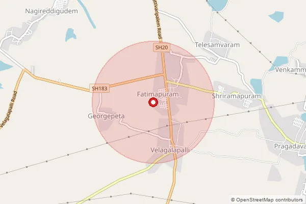 Map showing approximate area covered by Pincode 534460 — Utasamudram B.O, Eluru