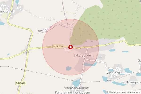 Map showing approximate area covered by Pincode 534461 — Tedlam B.O, Eluru