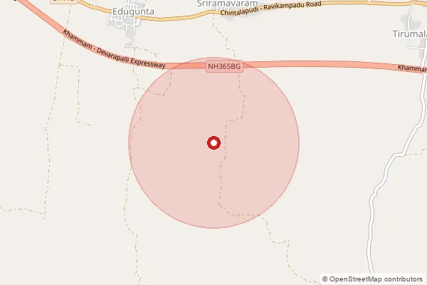 Map showing approximate area covered by Pincode 534467 — Epigunta B.O, Eluru