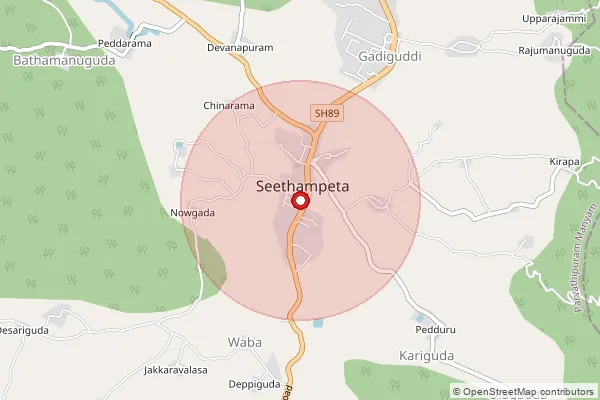 Map showing approximate area covered by Pincode 535145 — Konapuram B.O, Visakhapatanam