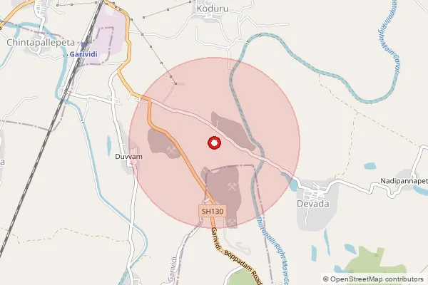 Map showing approximate area covered by Pincode 535183 — K R Peta B.O, Vizianagaram