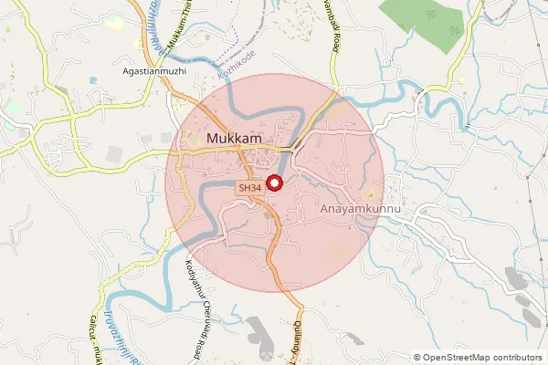 Map showing approximate area covered by Pincode 535216 — Nandigam B.O, Vizianagaram