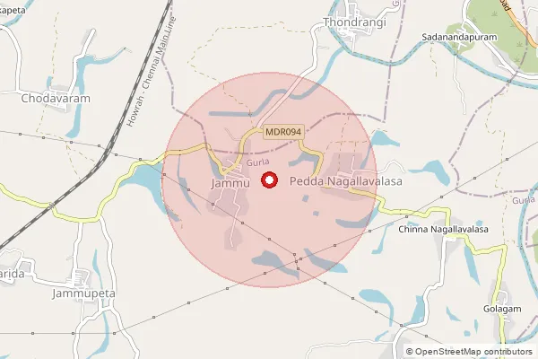Map showing approximate area covered by Pincode 535217 — Jammu B.O, Vizianagaram