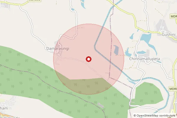 Map showing approximate area covered by Pincode 535218 — Alugolu B.O, Vizianagaram
