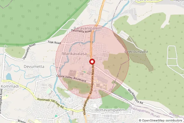 Map showing approximate area covered by Pincode 535220 — Palavalasa B.O, Vizianagaram