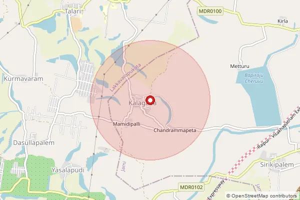 Map showing approximate area covered by Pincode 535240 — Alamanda Sandy B.O, Vizianagaram