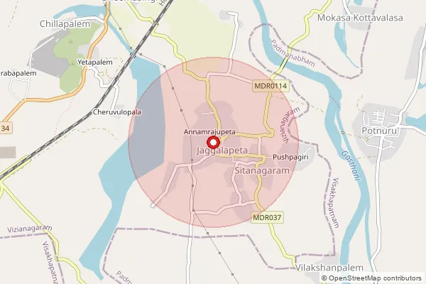 Map showing approximate area covered by Pincode 535250 — V R Palem B.O, Visakhapatanam