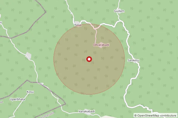 Map showing approximate area covered by Pincode 535521 — Kosu, Vizianagaram