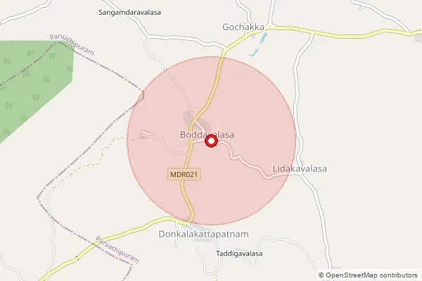 Map showing approximate area covered by Pincode 535522 — Mrutyunjayarayanagaram S.O, Parvathipuram Manyam