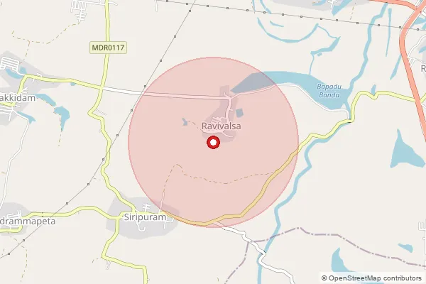 Map showing approximate area covered by Pincode 535525 — Ravivalasa S.O, Parvathipuram Manyam
