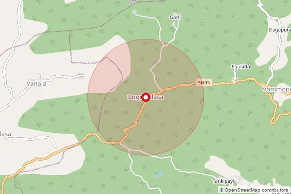 Map showing approximate area covered by Pincode 535526 — Merangi S.O, Parvathipuram Manyam