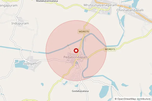 Map showing approximate area covered by Pincode 535527 — Pedabondapalli S.O, Parvathipuram Manyam