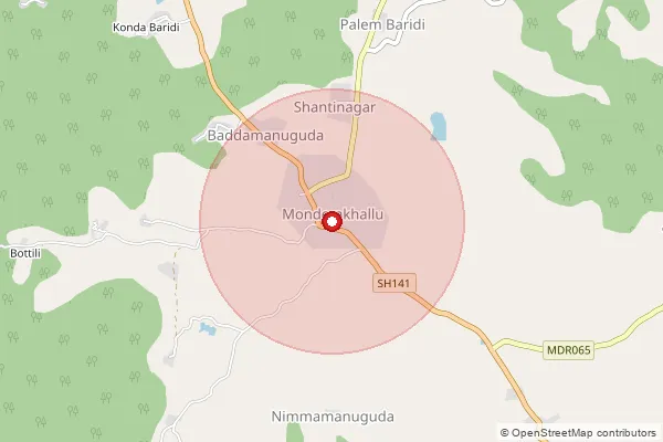 Map showing approximate area covered by Pincode 535534 — Mondemkhallu S.O, Parvathipuram Manyam