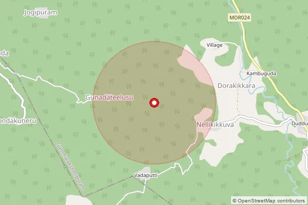 Map showing approximate area covered by Pincode 535557 — Balijipeta S.O, Parvathipuram Manyam