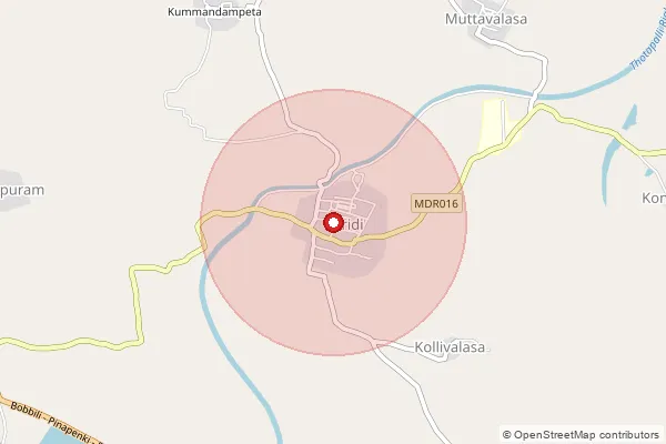 Map showing approximate area covered by Pincode 535568 — Piridi S.O, Vizianagaram