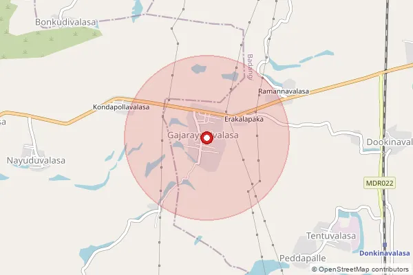 Map showing approximate area covered by Pincode 535578 — Donkinavalasa S.O, Vizianagaram