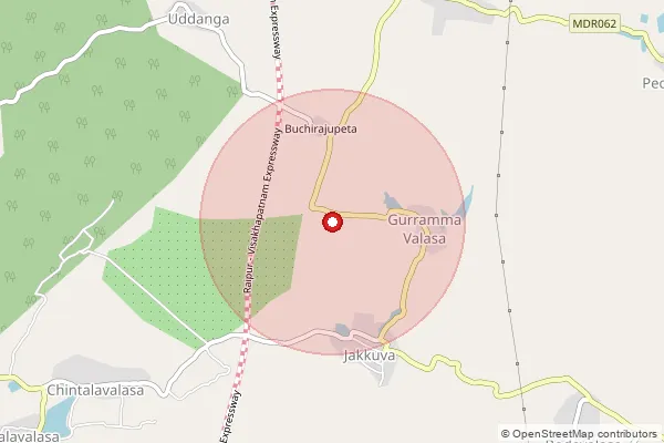 Map showing approximate area covered by Pincode 535581 — Konda.Lingalavalasa B.O, Vizianagaram