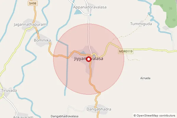 Map showing approximate area covered by Pincode 535594 — Ankavaram B.O, Parvathipuram Manyam