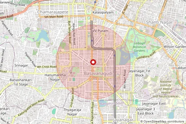 Map showing approximate area covered by Pincode 560038 — Indiranagar S.O (Bengaluru), Bengaluru Urban