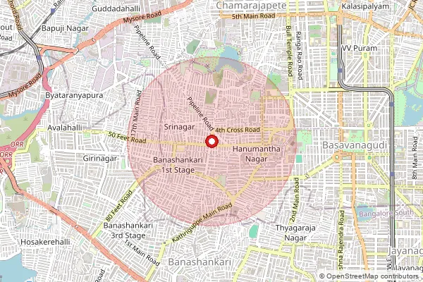 পিনকোড 560050 — Ashoknagar Sub Office (Bengaluru), Bengaluru Urban দ্বারা আচ্ছাদিত আনুমানিক এলাকা দেখানো মানচিত্র
