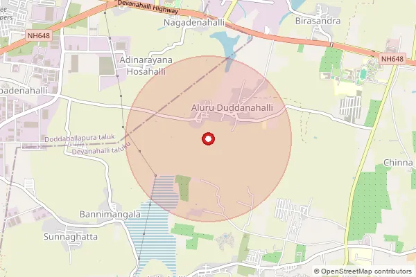 Map showing approximate area covered by Pincode 562110 — Alurduddanahalli B.O, Bengaluru Rural
