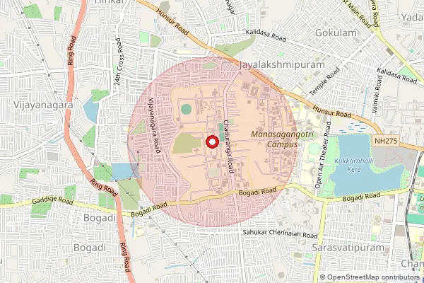 Map showing approximate area covered by Pincode 570006 — University Campus S.O (Mysuru), Mysuru