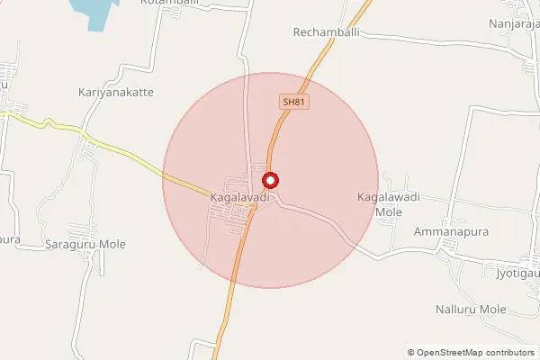 Map showing approximate area covered by Pincode 571117 — Kagalavadi S.O, Chamarajanagara