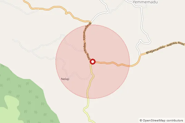Map showing approximate area covered by Pincode 571214 — Nelji B.O, Kodagu