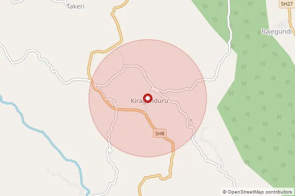 Map showing approximate area covered by Pincode 571251 — Aigoor B.O, Kodagu