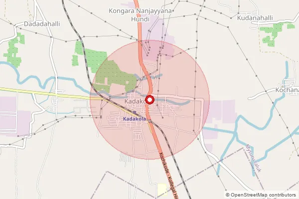 Map showing approximate area covered by Pincode 571311 — Kadakola S.O, Mysuru