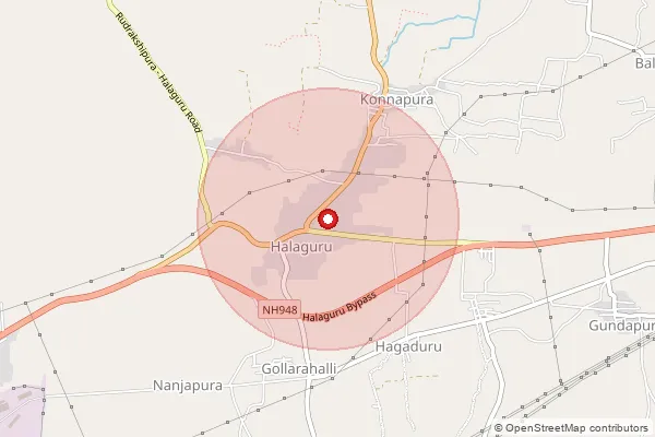 Map showing approximate area covered by Pincode 571421 — Halagur S.O, Mandya