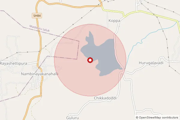 Map showing approximate area covered by Pincode 571425 — Koppa Mandya S.O, Mandya