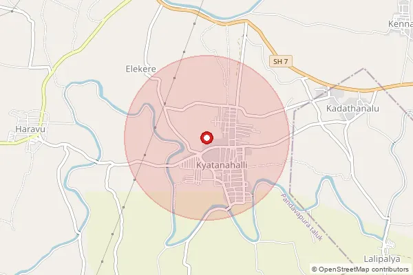 Map showing approximate area covered by Pincode 571427 — Kyathanahalli S.O, Mandya