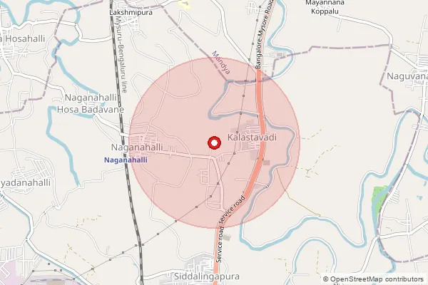 Map showing approximate area covered by Pincode 571477 — Ganjam S.O, Mandya