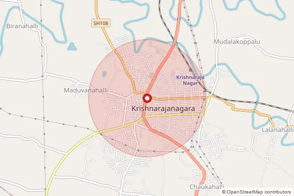 পিনকোড 571602 — Krishna Raja Nagar Sub Office, Mysuru দ্বারা আচ্ছাদিত আনুমানিক এলাকা দেখানো মানচিত্র