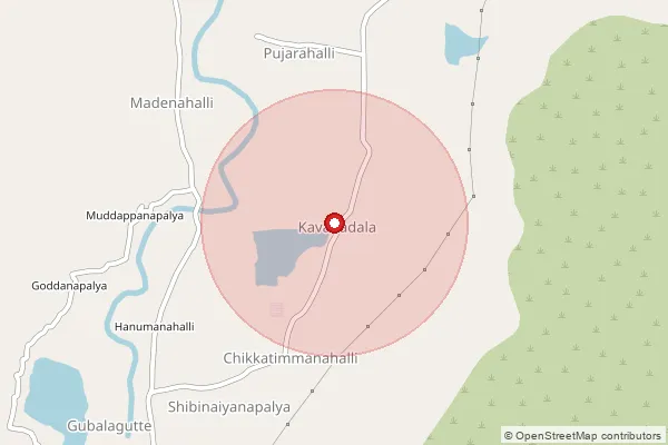 Map showing approximate area covered by Pincode 572112 — Hanumanahalli B.O, Tumakuru