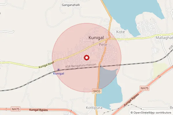 Map showing approximate area covered by Pincode 572130 — Arakere B.O, Tumakuru