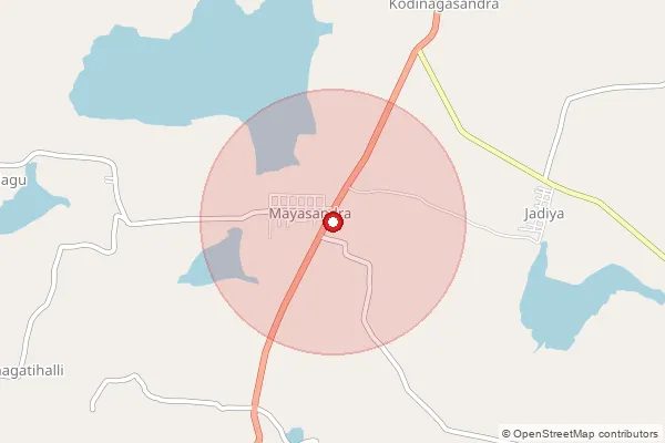 Map showing approximate area covered by Pincode 572221 — Soravanahalli B.O, Tumakuru