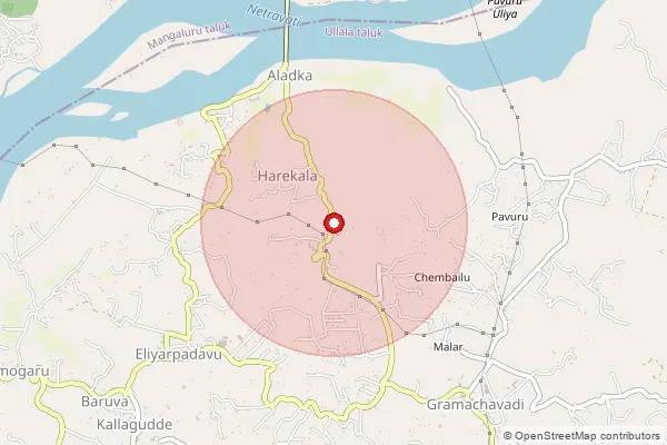 পিনকোড 574199 — Konaje Branch Office, Dakshina Kannada দ্বারা আচ্ছাদিত আনুমানিক এলাকা দেখানো মানচিত্র