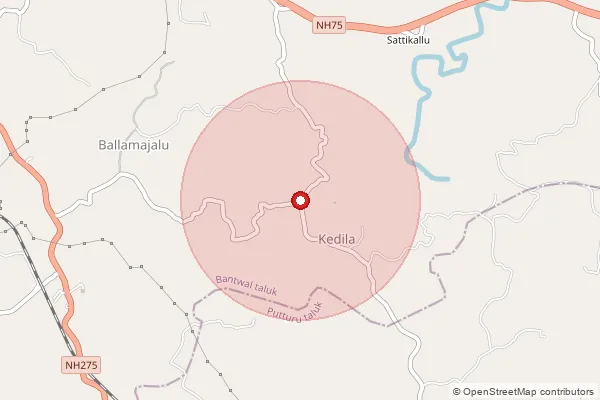 পিনকোড 574220 — Kabaka Sub Office, Dakshina Kannada দ্বারা আচ্ছাদিত আনুমানিক এলাকা দেখানো মানচিত্র